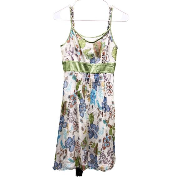 Giorgio Sedra 100% Silk Floral Multicolor Thin Strap Mini Dress Size S - Picture 1 of 6